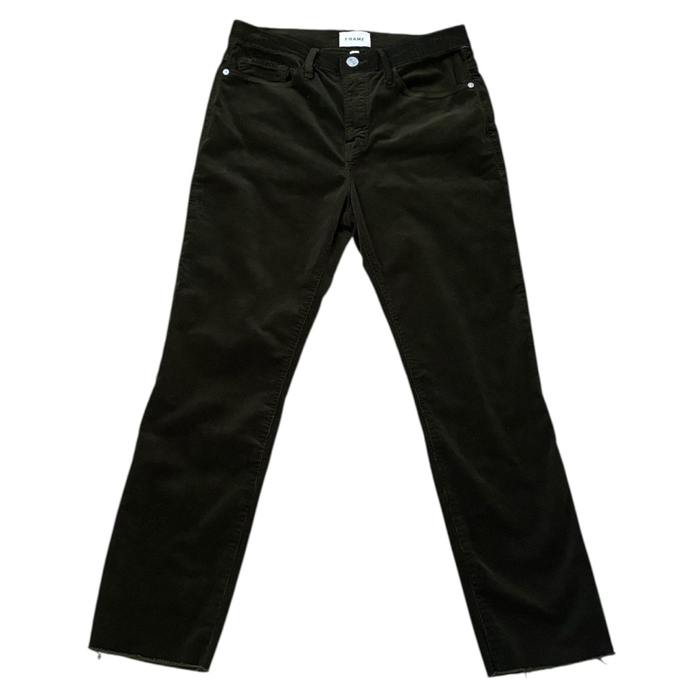 Frame‎ Le Crop Mini Boot Olive Green Corduroy Ankle Pants Size 29
